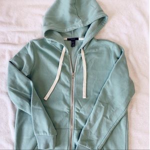 Forever 21 Turquoise Oversized Zip Up Hoodie
